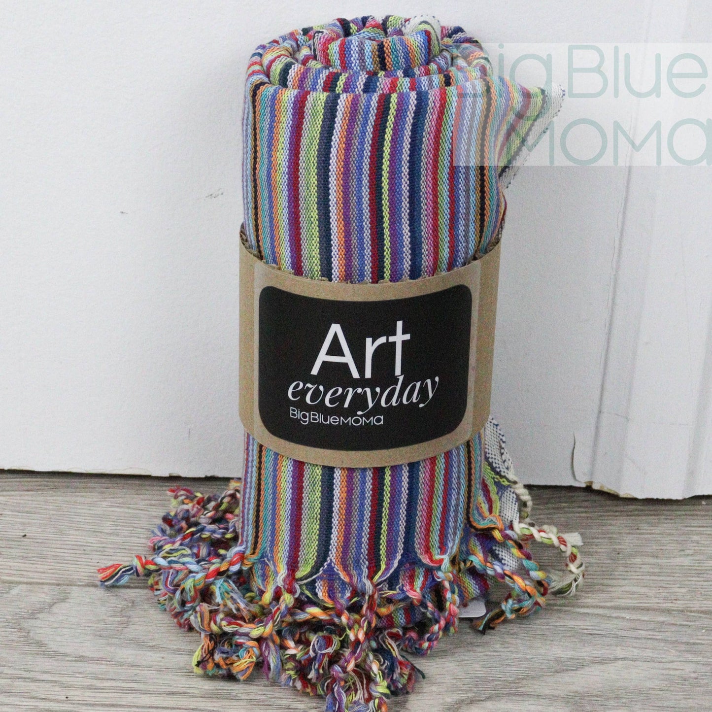 Big Blue Moma Colourful Stripe Peshtemal: Pistachio