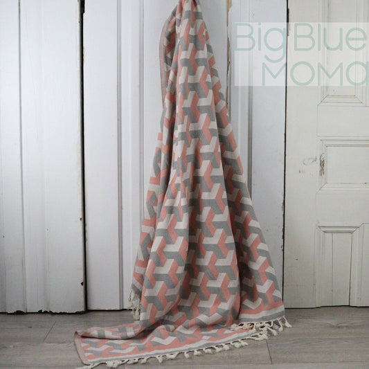 Big Blue Moma Kare Peshtemal: Salmon / Standard