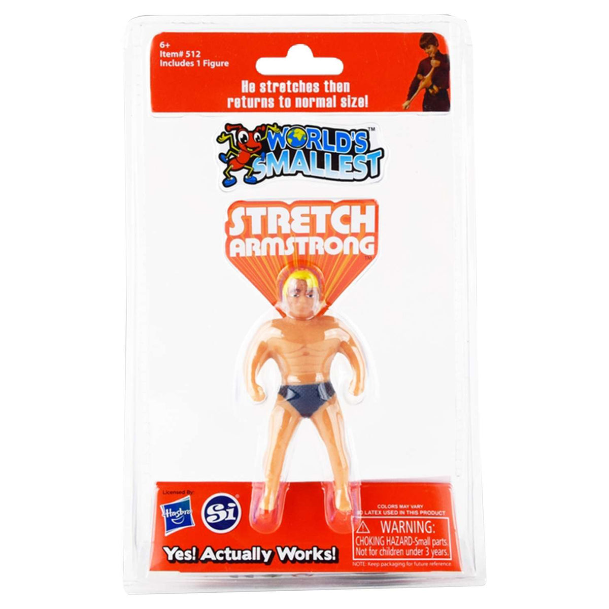 World's Smallest Stretch Armstrong miniature toy packaging