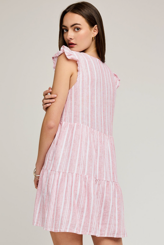 Back view of Gentle Fawn Maggie Dress in Red Stripe showing complete silhouette and styling potential