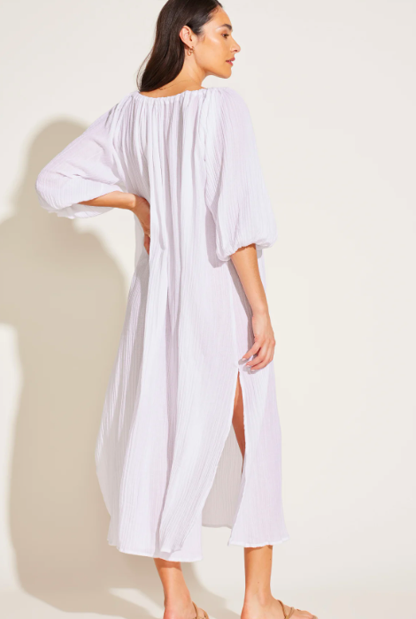 VITAMIN A COSTA CAFTAN WHITE ORGANIC CRINKLE COTTON