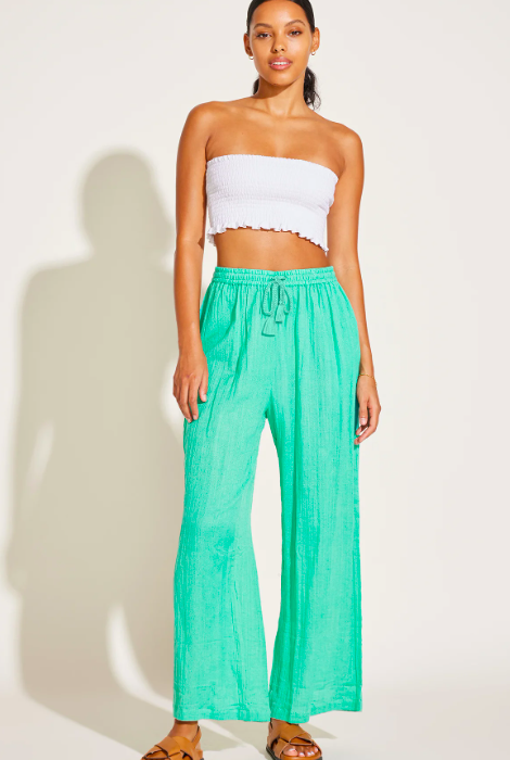 VITAMIN A COSTA PANT SEAFOAM ORGANIC CRINKLE COTTON