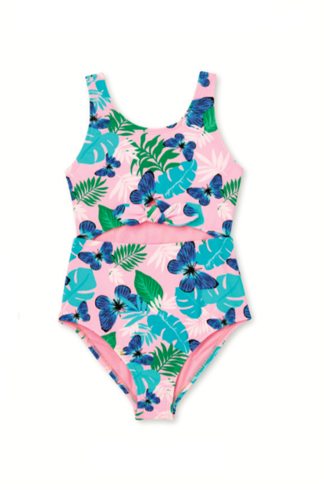 ANGEL BEACH GIRLS ONE PIECE FRON TIE PINK MULTI