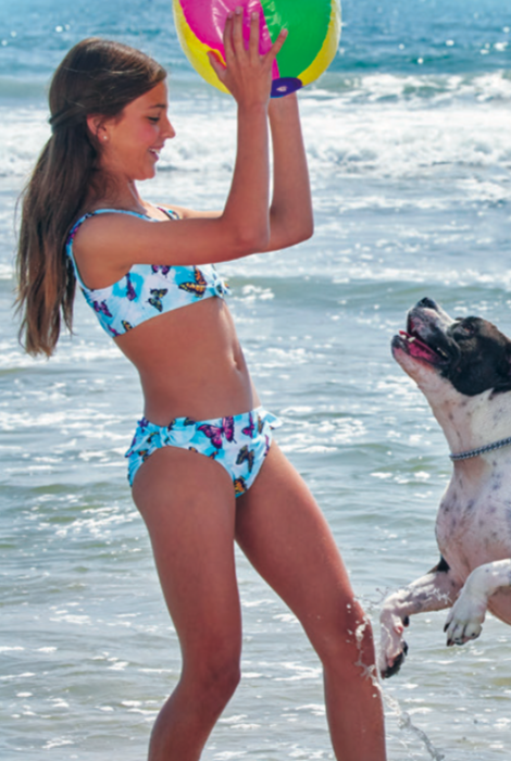 ANGEL BEACH HAUT À NOUER AVEC BIKINI À NOUER SUR LE CÔTÉ BLEU MULTI