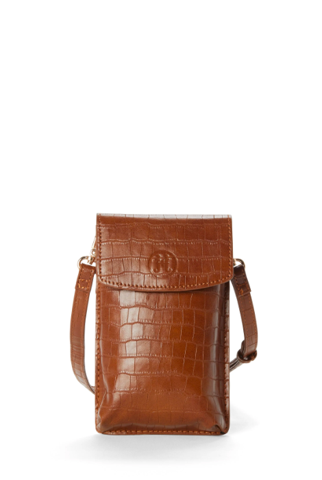 JEANE & JAX SADIE CROCO CROSSBODY PHONE CASE COGNAC