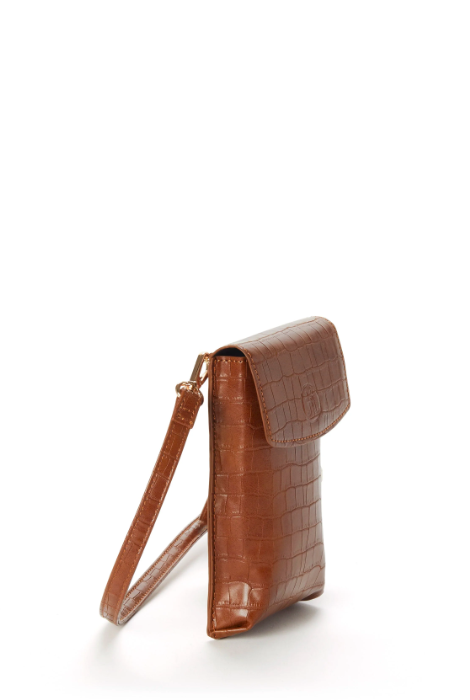 JEANE & JAX SADIE CROCO CROSSBODY PHONE CASE COGNAC