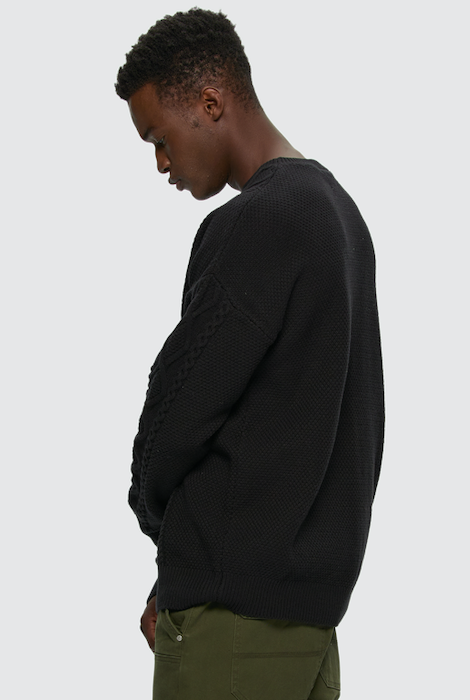 KUWALLA TEE CABLE KNIT SWEATER BLACK