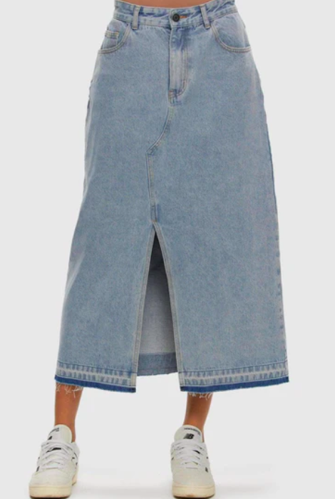 KUWALLA TEE MIDI DENIM SKIRT LIGHT BLUE