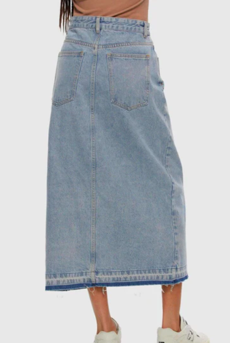 KUWALLA TEE MIDI DENIM SKIRT LIGHT BLUE