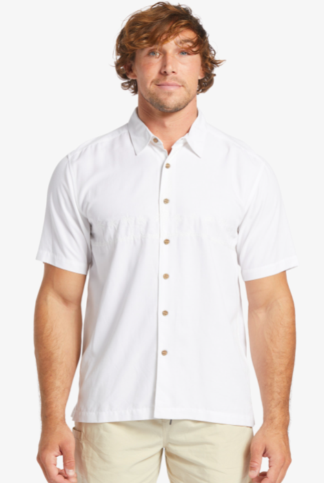 QUIKSILVER WATERMAN TAHITI PALMS SHIRT WHITE