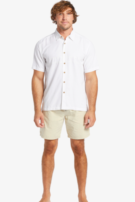 QUIKSILVER WATERMAN TAHITI PALMS SHIRT WHITE