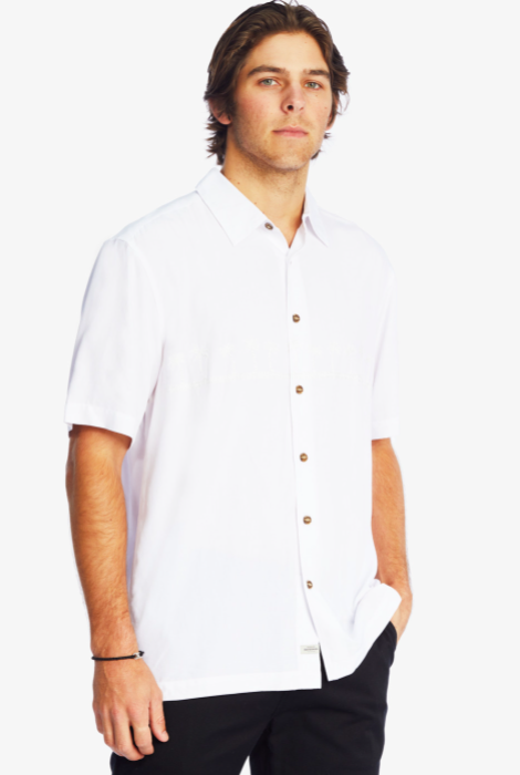 QUIKSILVER WATERMAN TAHITI PALMS SHIRT WHITE