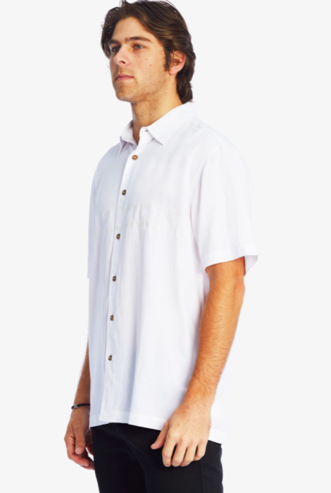 QUIKSILVER WATERMAN TAHITI PALMS SHIRT WHITE