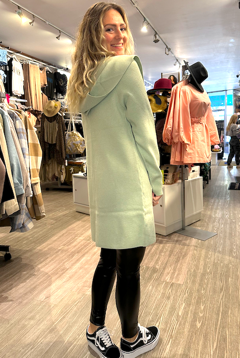 CÁRDIGAN ABIERTO CON CAPUCHA DKR & CO SALVIA