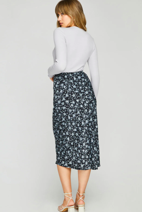 FALDA FLORENTINA LEONARDO SUAVE CON DITSY NEGRO