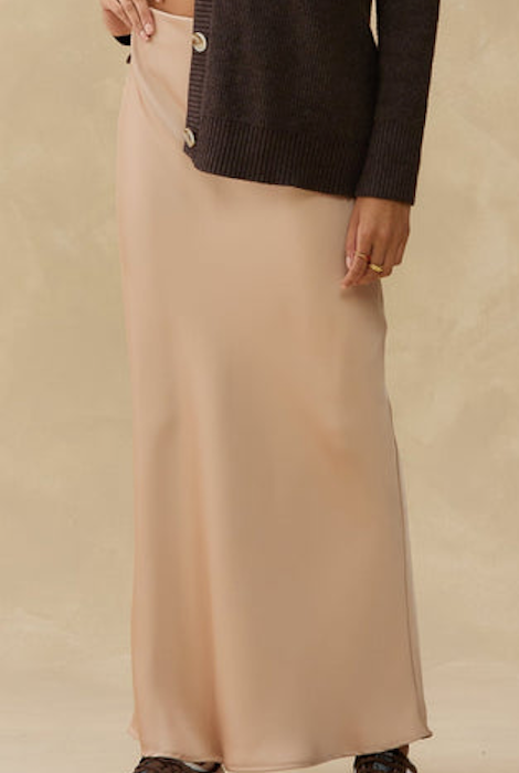 Falda lencero de satén con corte al bies de Kuwalla Tee - Rosa fondant