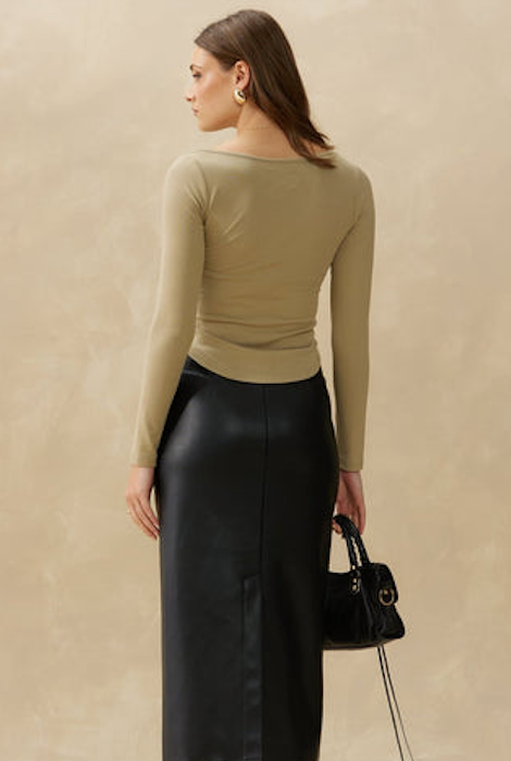 Camiseta Kuwalla de cuello barco y manga larga, estilo militar