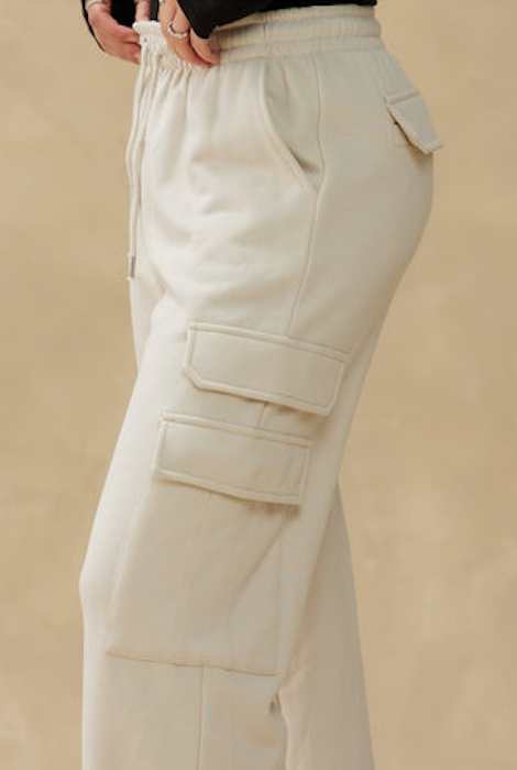 Pantalon cargo à jambe large Kuwalla Tee Relax - Crème