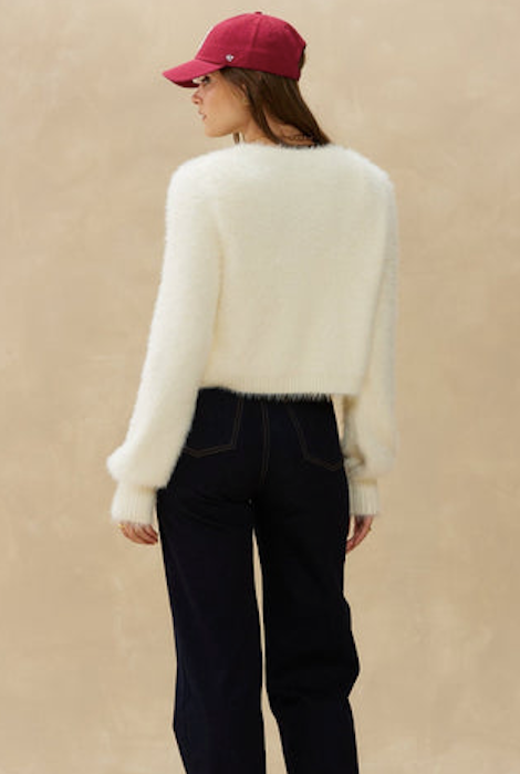 CARDIGAN FUZZY TEE KUWALLA - BLANC CASSE