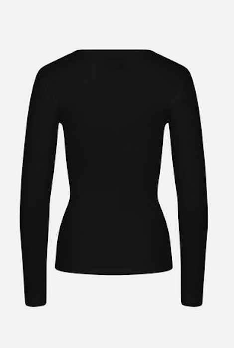 T-shirt Henley côtelé à boutons Kuwalla - Noir