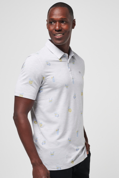 TRAVISMATHEW CALL THE SHOTS POLO HEATHER LIGHT GREY