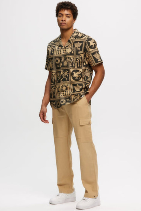 Kuwalla Tee Pantalón Cargo De Lino Beige