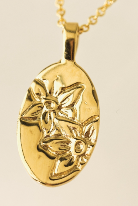 LOVER'S TEMPO BIRTH FLOWER PENDANT NECKLACE GOLD