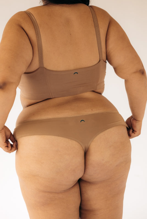 Tanga de tiro bajo y medio sin costuras Huha - Tostado