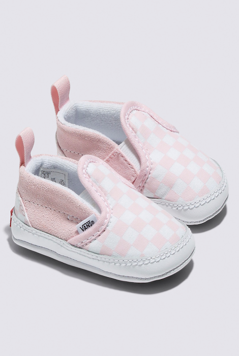 The Bumwrap Vans Infant Slip-On V Crib Checkerboard Shoe Blush