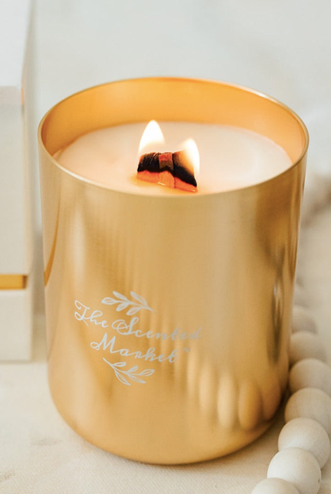 THE SCENTED MARKET TEAKWOOD ESCAPE WOOD WICK CANDLE