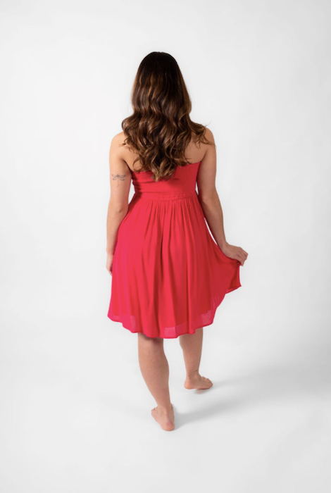 KOY RESORT MIAMI MINI BANDEAU DRESS - RASPBERRY