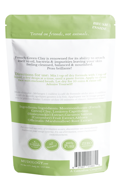 MUDOLOGY FRENCH GREEN CLAY WITH BRUSH 50 G