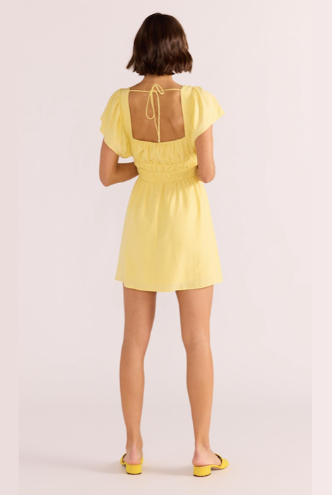 Minkpink Ophelia Flutter Mini Dress - Lemon