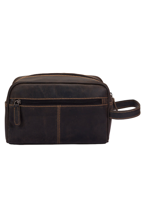 Greenwood Leather Banff Toiletry Bag - Brown