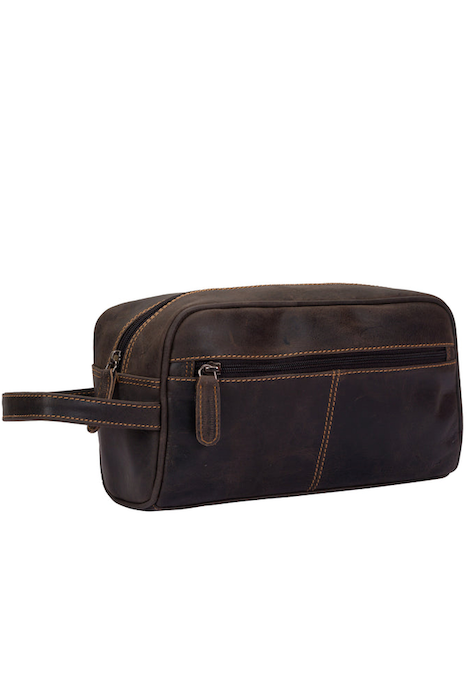 Greenwood Leather Banff Toiletry Bag - Brown