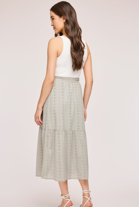 Gentle Fawn Madrid Eyelit Midi Skirt - Aloe