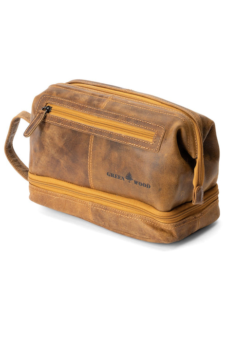 Greenwood Leather Napier Toiletry Bag - Camel
