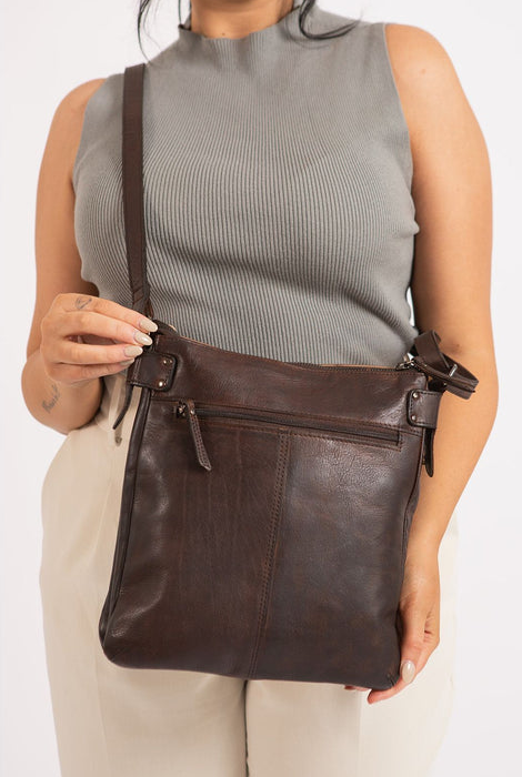 Greenwood Leather Leather Crossbody Shoulder Bag - Brown