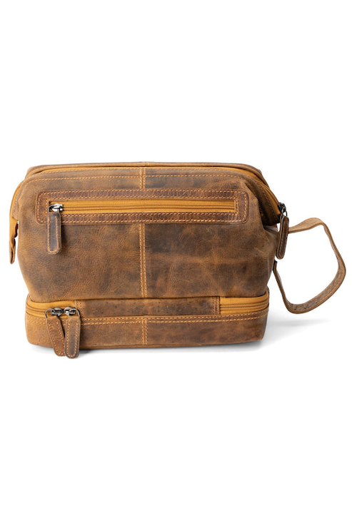 Greenwood Leather Napier Toiletry Bag - Camel