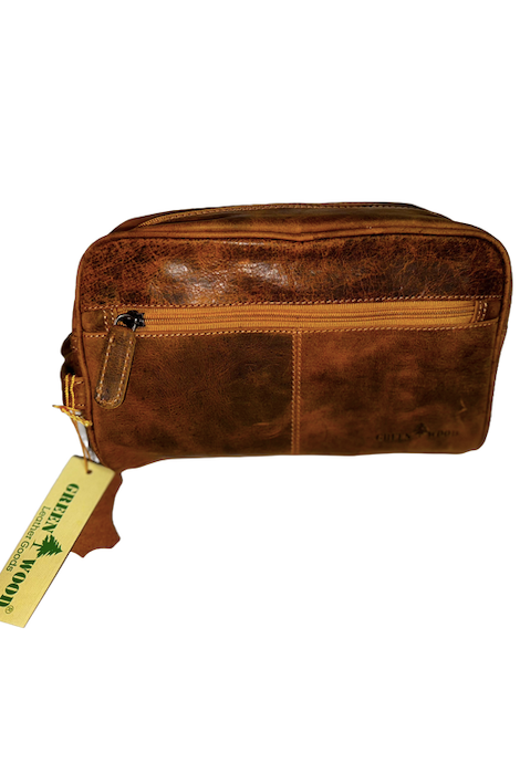 Greenwood Leather Banff Toiletry Bag - Camel
