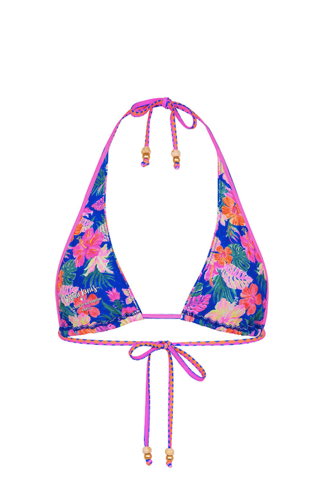 Kulani Kinis Bind Tie Halter Bikini Top - Electric Palms