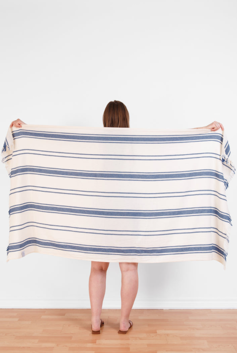 Tofino Towel THE WILLOW | Stripe Turkish Towel - Denim