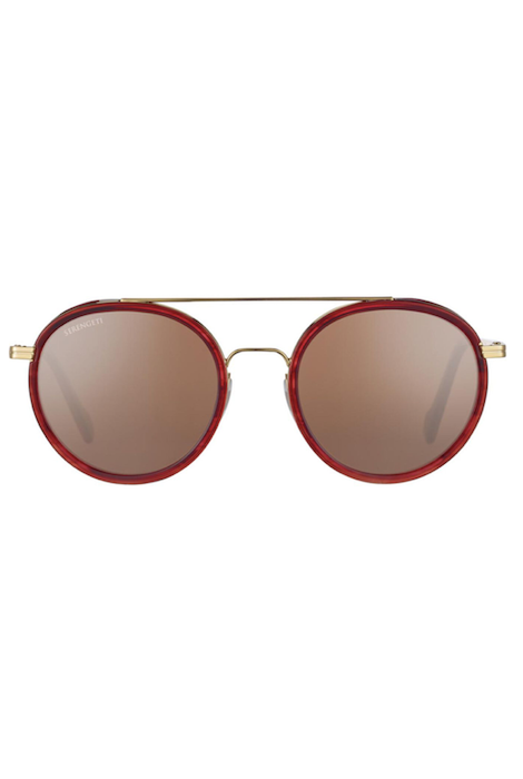 Serengeti Geary - Red Streaky Acetate With Bold Gold/Mineral Polarized Drivers Gold