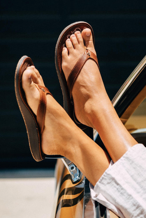 Sandales en cuir Olukai Paniolo Naturel/Naturel