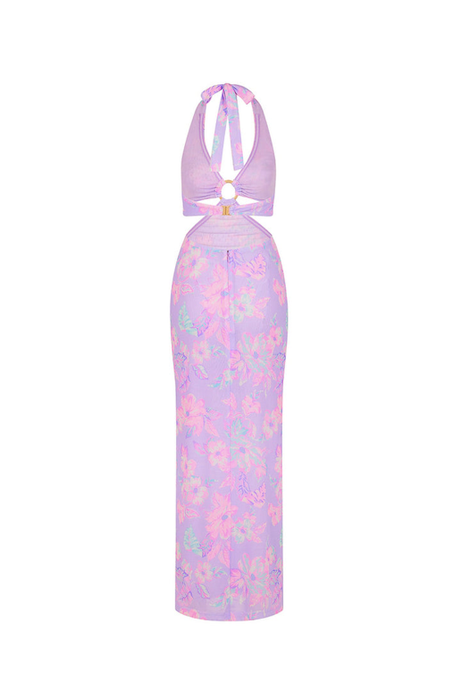 Kulani Kinis Halter Cut Out Maxi Dress - Lilac Love