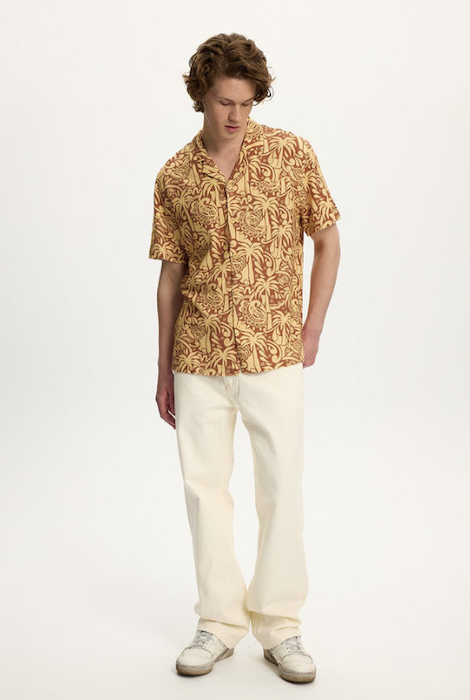 KUWALLA TEE Linen Printed Yacht Shirt 2.0 - Terra Cotta AOP