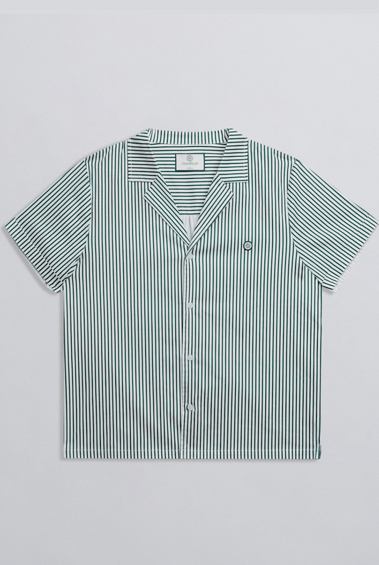 CHAMPLAIN CAMP COLLAR PINSTRIPE SHIRT - GREEN