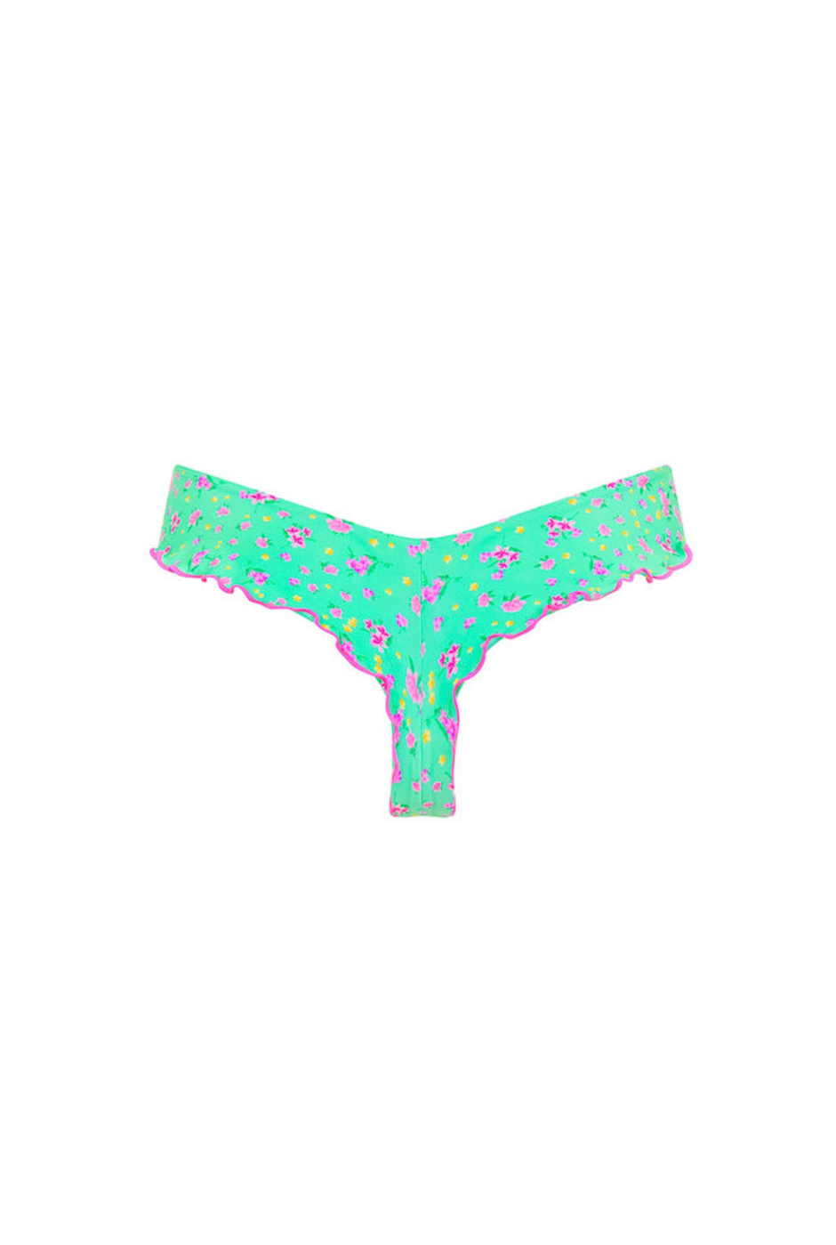 Kulani Kinis Lettuce Frill Thong Bikini Bottom - Mint Macaron