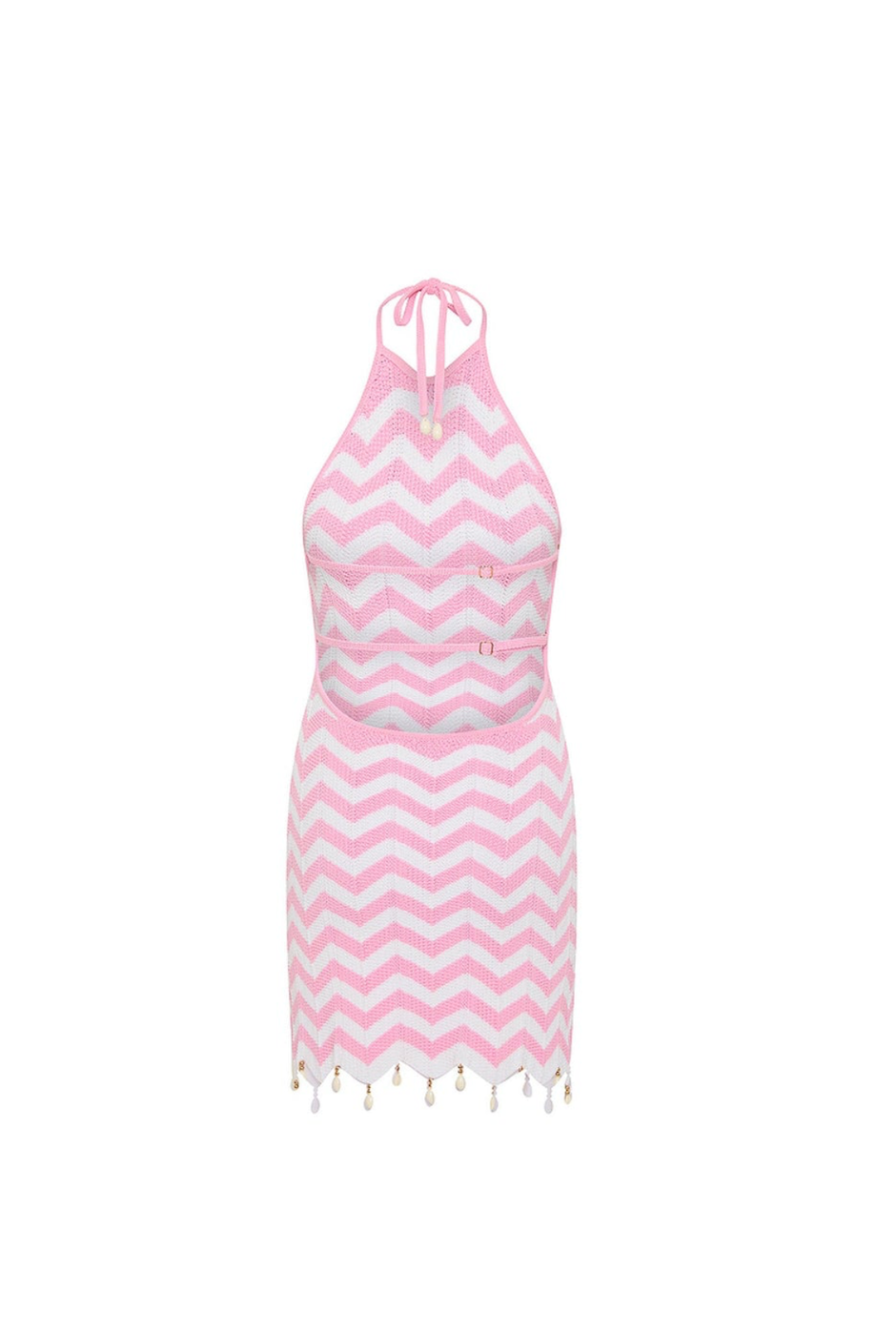 Kulani Kinis Chevron Knit Halter Mini Dress - Cotton Candy