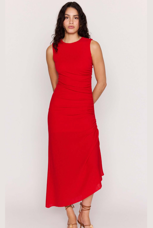 MINKPINK Rosa Drawstring Midi Dress - Red